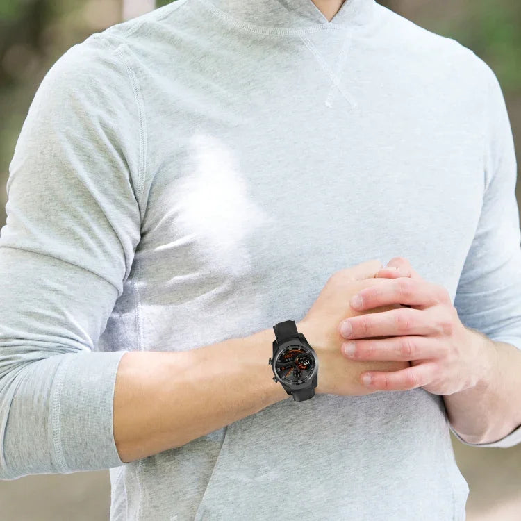 سوار جلد بمشبك ذيل دائري مقاس 22مم، لساعات Ticwatch Pro 2020، وللساعات Huawei Watch GT2E، وللساعات Samsung Galaxy Watch 3 مقاس 45مم