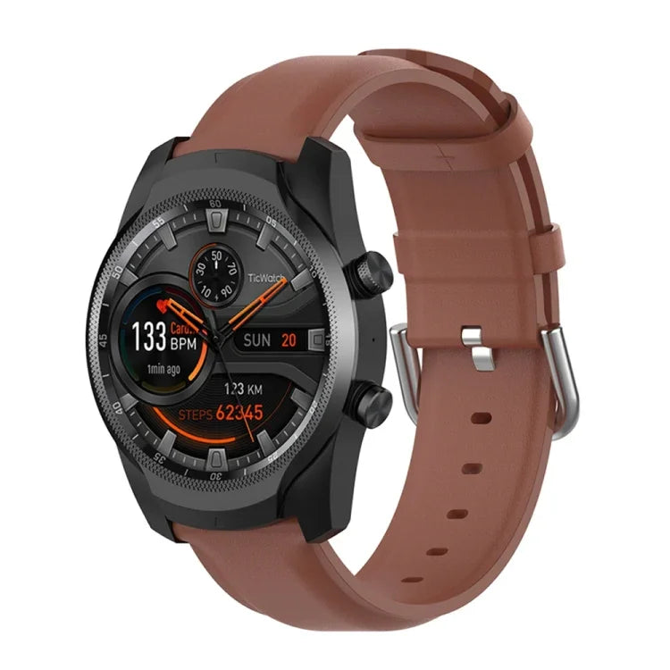 سوار جلد بمشبك ذيل دائري مقاس 22مم، لساعات Ticwatch Pro 2020، وللساعات Huawei Watch GT2E، وللساعات Samsung Galaxy Watch 3 مقاس 45مم