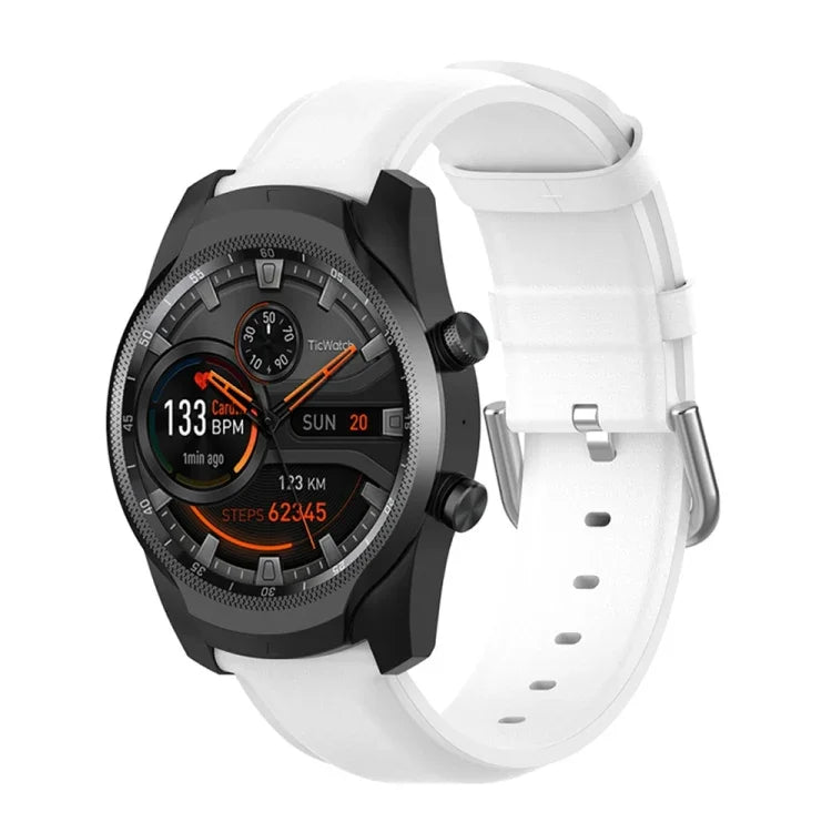 سوار جلد بمشبك ذيل دائري مقاس 22مم، لساعات Ticwatch Pro 2020، وللساعات Huawei Watch GT2E، وللساعات Samsung Galaxy Watch 3 مقاس 45مم