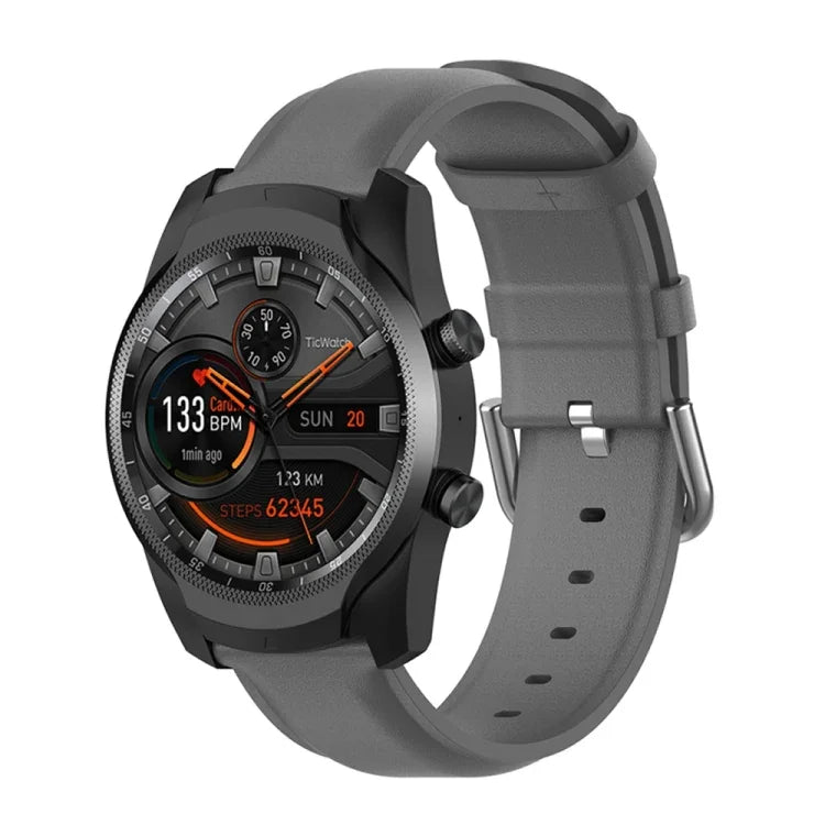 سوار جلد بمشبك ذيل دائري مقاس 22مم، لساعات Ticwatch Pro 2020، وللساعات Huawei Watch GT2E، وللساعات Samsung Galaxy Watch 3 مقاس 45مم