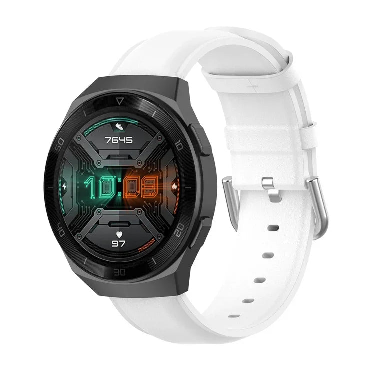 سوار جلد بمشبك ذيل دائري مقاس 22مم، لساعات Ticwatch Pro 2020، وللساعات Huawei Watch GT2E، وللساعات Samsung Galaxy Watch 3 مقاس 45مم