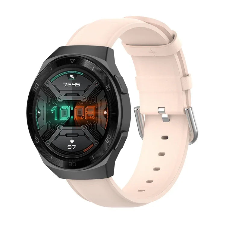 سوار جلد بمشبك ذيل دائري مقاس 22مم، لساعات Ticwatch Pro 2020، وللساعات Huawei Watch GT2E، وللساعات Samsung Galaxy Watch 3 مقاس 45مم