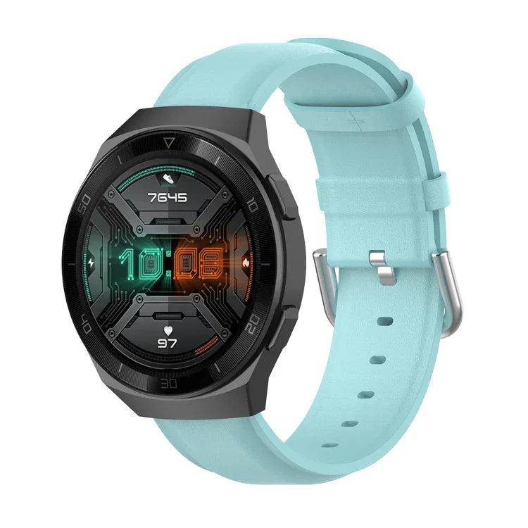سوار جلد بمشبك ذيل دائري مقاس 22مم، لساعات Ticwatch Pro 2020، وللساعات Huawei Watch GT2E، وللساعات Samsung Galaxy Watch 3 مقاس 45مم