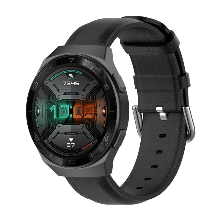 سوار جلد بمشبك ذيل دائري مقاس 22مم، لساعات Ticwatch Pro 2020، وللساعات Huawei Watch GT2E، وللساعات Samsung Galaxy Watch 3 مقاس 45مم