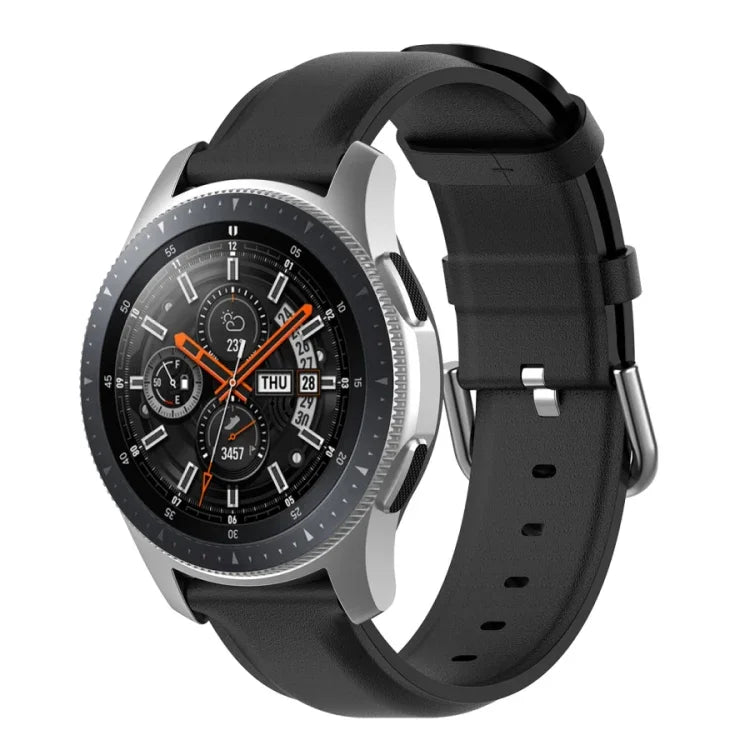سوار جلد بمشبك ذيل دائري مقاس 22مم، لساعات Ticwatch Pro 2020، وللساعات Huawei Watch GT2E، وللساعات Samsung Galaxy Watch 3 مقاس 45مم