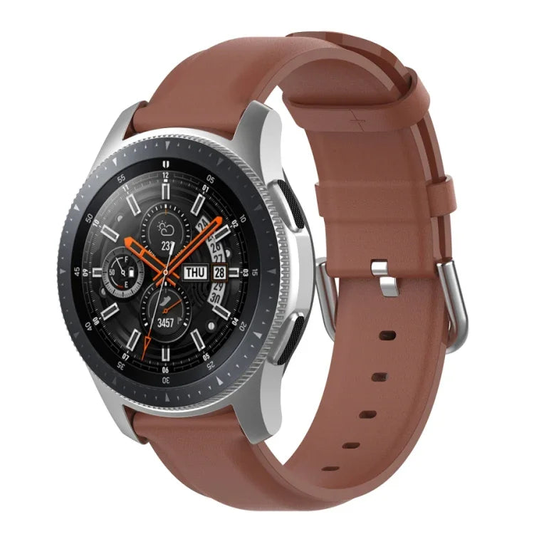 سوار جلد بمشبك ذيل دائري مقاس 22مم، لساعات Ticwatch Pro 2020، وللساعات Huawei Watch GT2E، وللساعات Samsung Galaxy Watch 3 مقاس 45مم