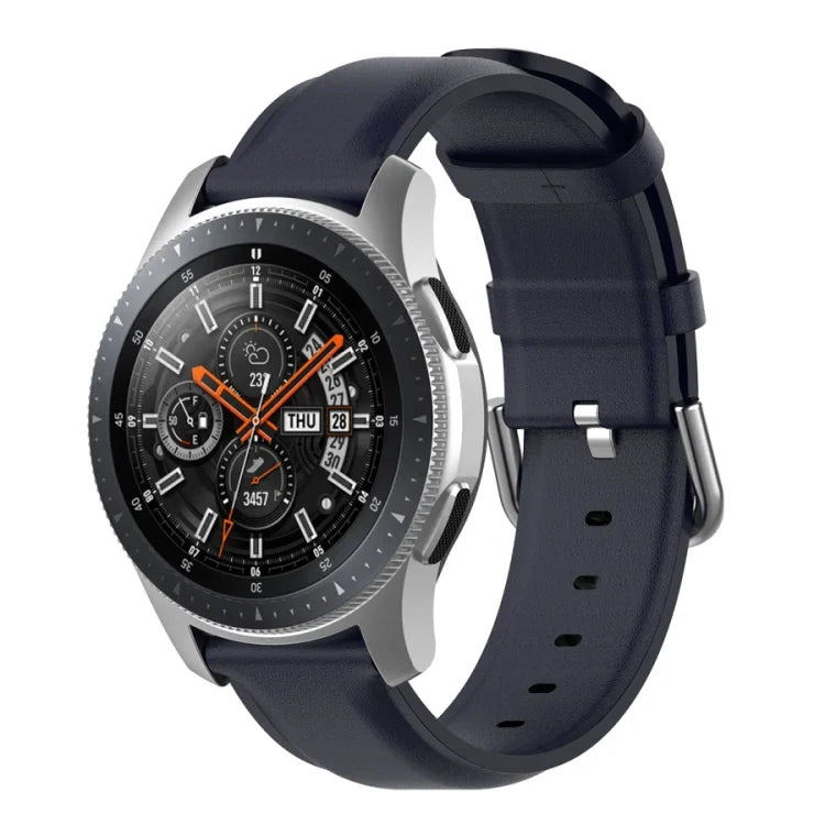 سوار جلد بمشبك ذيل دائري مقاس 22مم، لساعات Ticwatch Pro 2020، وللساعات Huawei Watch GT2E، وللساعات Samsung Galaxy Watch 3 مقاس 45مم