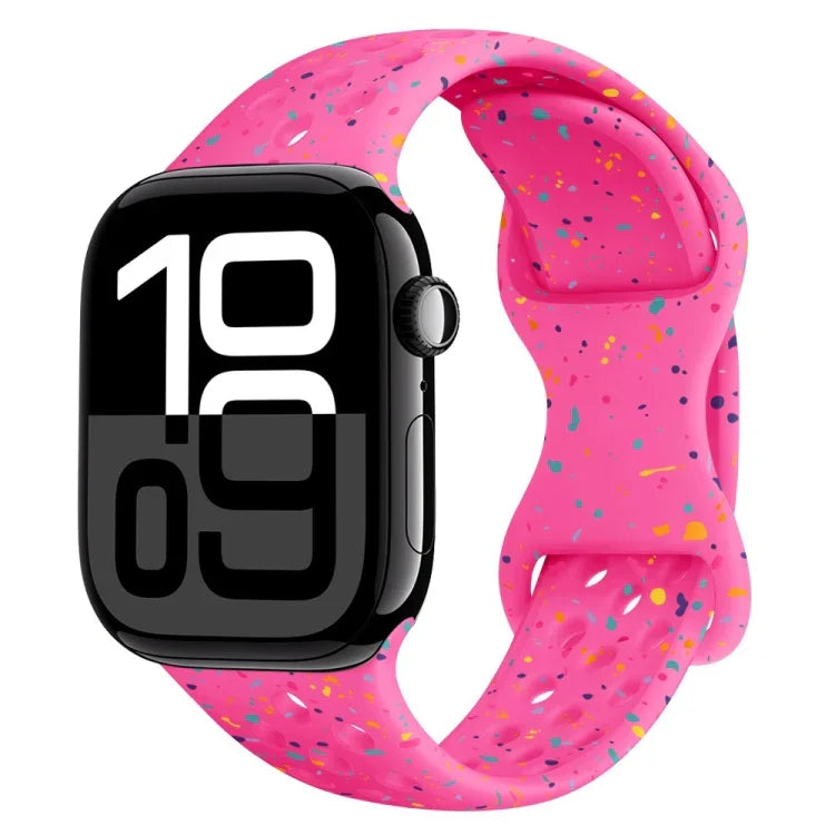 سوار ساعة من السيليكون بنمط تمويه مع إبزيم فراشة بنمط ثقوب، لسلسلة Apple Watch 10 مقاس 46مم، لسلسلة Apple Watch 10 مقاس 42مم، لسلسلة Apple Watch SE 2023 مقاس 44مم، لسلسلة Apple Watch SE 2023 مقاس 40مم