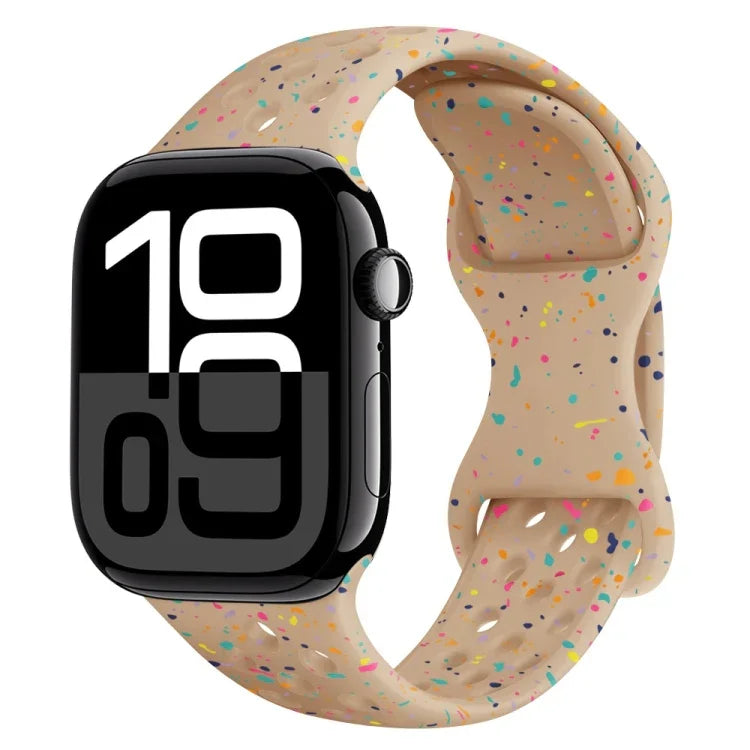 سوار ساعة من السيليكون بنمط تمويه مع إبزيم فراشة بنمط ثقوب، لسلسلة Apple Watch 10 مقاس 46مم، لسلسلة Apple Watch 10 مقاس 42مم، لسلسلة Apple Watch SE 2023 مقاس 44مم، لسلسلة Apple Watch SE 2023 مقاس 40مم