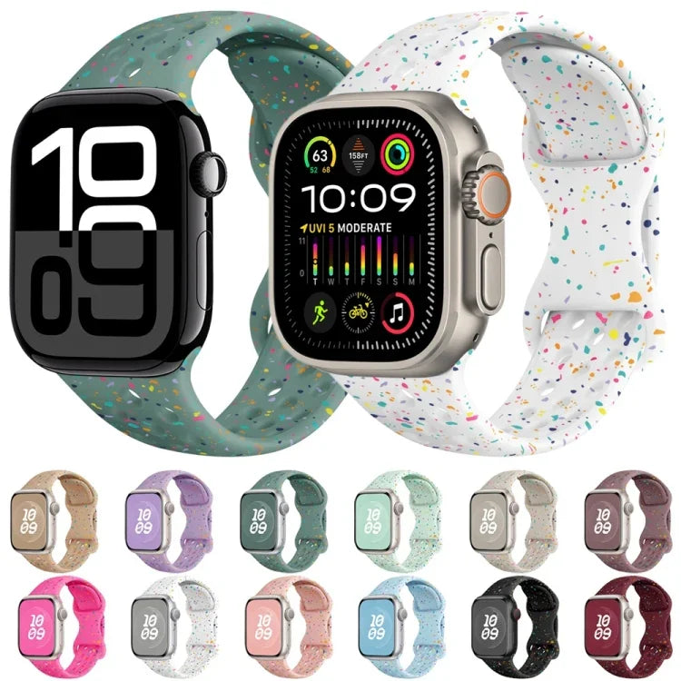 سوار ساعة من السيليكون بنمط تمويه مع إبزيم فراشة بنمط ثقوب، لسلسلة Apple Watch 2 مقاس 42مم، لسلسلة Apple Watch 2 مقاس 38مم، لسلسلة Apple Watch مقاس 42مم، لسلسلة Apple Watch مقاس 38مم