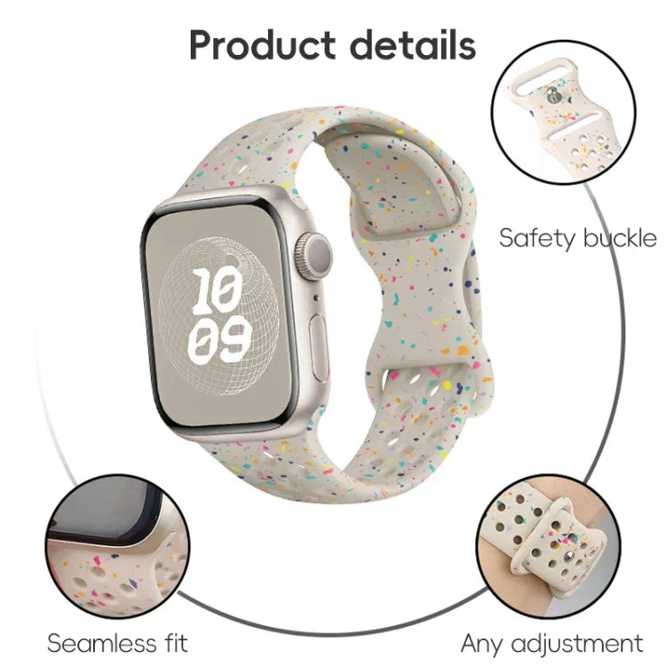 سوار ساعة من السيليكون بنمط تمويه مع إبزيم فراشة بنمط ثقوب، لسلسلة Apple Watch 2 مقاس 42مم، لسلسلة Apple Watch 2 مقاس 38مم، لسلسلة Apple Watch مقاس 42مم، لسلسلة Apple Watch مقاس 38مم