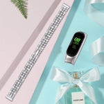 Diamond-studded Stainless Steel Replacement Wrist Strap, For Xiaomi Mi Band 3 / 4, For Xiaomi Mi Band 5
