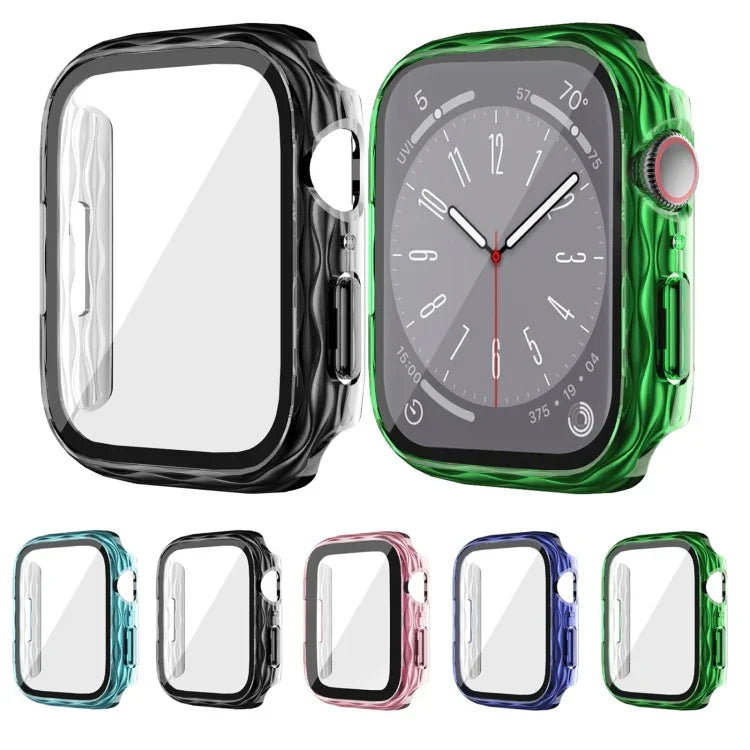 حافظة واقية من الزجاج المقسى الهجين 2 في 1 للكمبيوتر، لسلسلة Apple Watch 6 / 5 / 4 / SE مقاس 44مم، لسلسلة Apple Watch 6 / 5 / 4 / SE مقاس 40مم، لسلسلة Apple Watch 9 / 8 / 7 مقاس 45مم، لسلسلة Apple Watch 9 / 8 / 7 مقاس 41مم