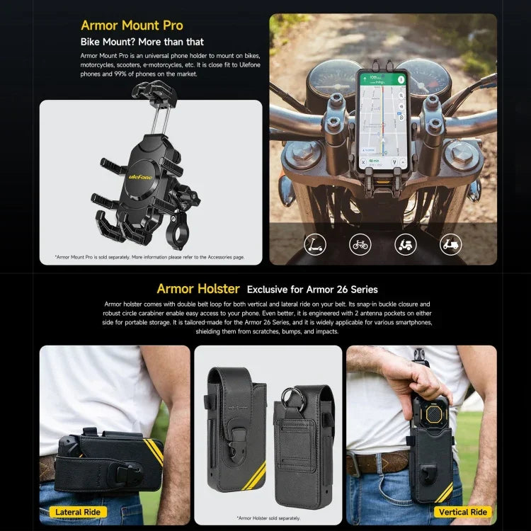 Ulefone Armor 26 Ultra هاتف متين، شاشة 6.78 بوصة أندرويد 13 معالج MediaTek Dimensity 8020 ثماني النواة، الشبكة: 5G، NFC، 12GB+512GB