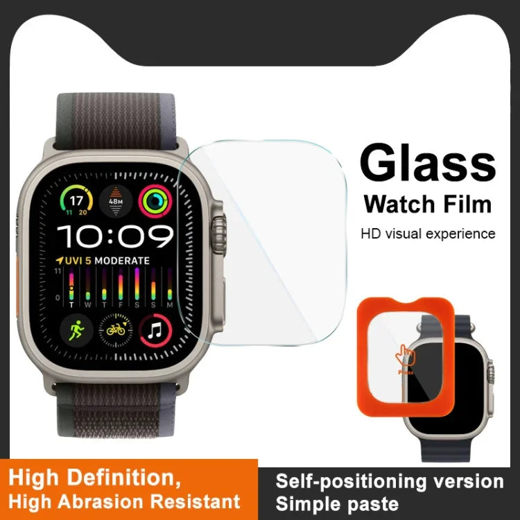 فيلم حماية شاشة زجاجي مقسى من IMAK مع تحديد موضع مدمج، لـ Apple Watch Ultra 1/2/3 مقاس 49مم