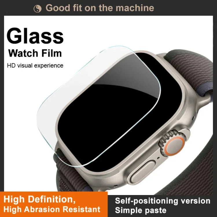 فيلم حماية شاشة زجاجي مقسى من IMAK مع تحديد موضع مدمج، لـ Apple Watch Ultra 1/2/3 مقاس 49مم