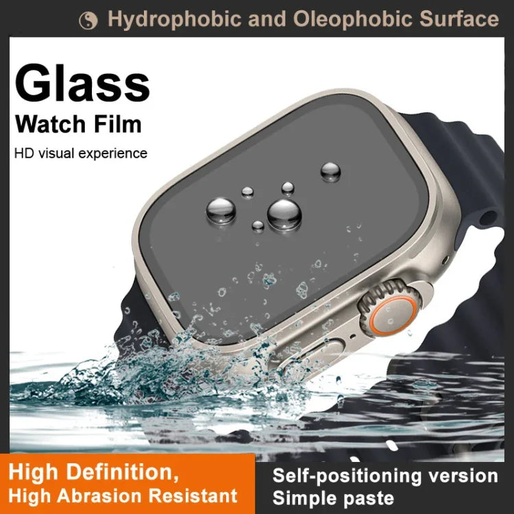 فيلم حماية شاشة زجاجي مقسى من IMAK مع تحديد موضع مدمج، لـ Apple Watch Ultra 1/2/3 مقاس 49مم