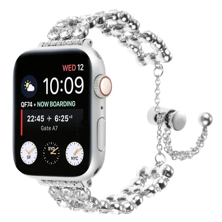 سوار ساعة معدني مزين بأحجار الراين، لـ Apple Watch مقاس 42مم، لـ Apple Watch مقاس 38مم