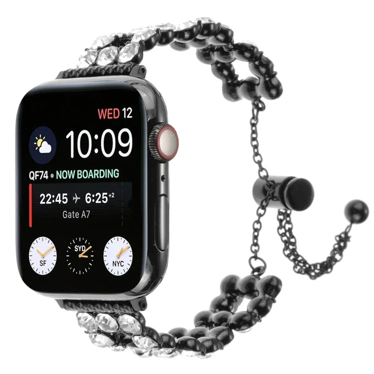 سوار ساعة معدني مزين بأحجار الراين، لـ Apple Watch مقاس 42مم، لـ Apple Watch مقاس 38مم