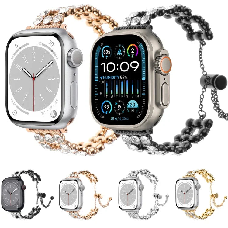 سوار ساعة معدني مزين بأحجار الراين، لـ Apple Watch مقاس 42مم، لـ Apple Watch مقاس 38مم