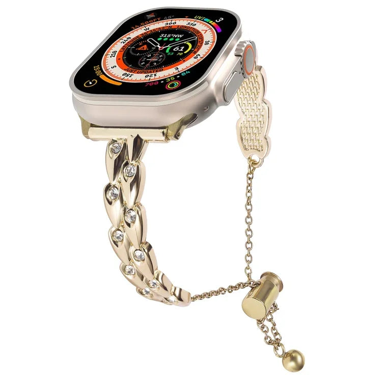 Rhinestone Peacock Metal Bracelet Watch Band, For Apple Watch SE 2023 44mm, For Apple Watch SE 2023 40mm, For Apple Watch Ultra 2 49mm, For Apple Watch Series 9 45mm, For Apple Watch Series 9 41mm, For Apple Watch Ultra 49mm, For Apple Watch Series 8 4...