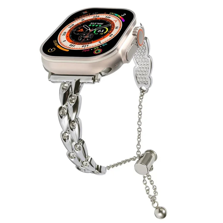 Rhinestone Peacock Metal Bracelet Watch Band, For Apple Watch SE 2023 44mm, For Apple Watch SE 2023 40mm, For Apple Watch Ultra 2 49mm, For Apple Watch Series 9 45mm, For Apple Watch Series 9 41mm, For Apple Watch Ultra 49mm, For Apple Watch Series 8 4...