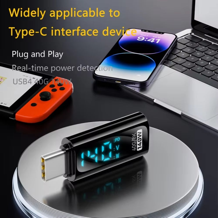 محول شحن مع شاشة رقمية، ذكر 8 دبابيس إلى أنثى Type-C بقوة 35 واط، ذكر Type-C إلى أنثى 8 دبابيس بقوة 35 واط، ذكر Type-C إلى أنثى Type-C بقوة 140 واط