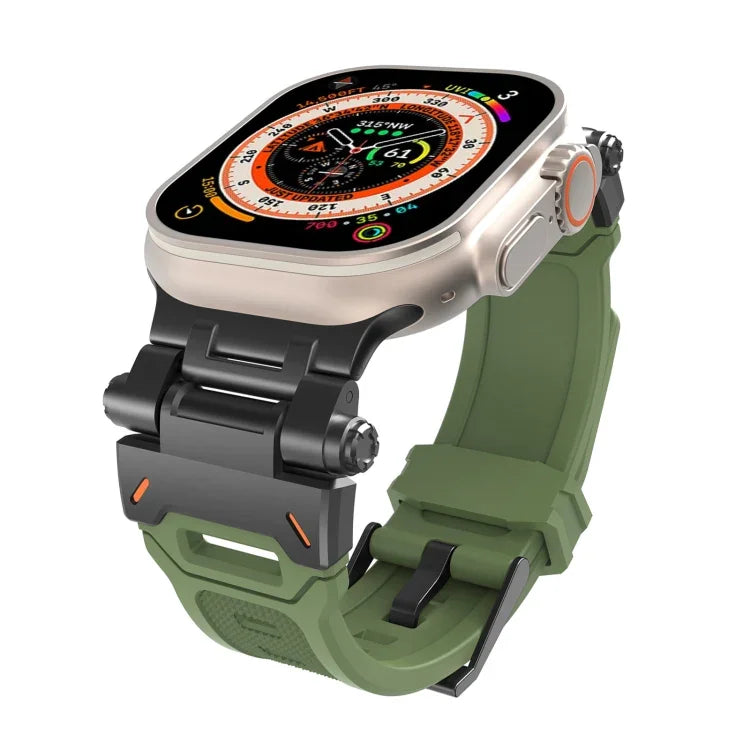 سوار ساعة من TPU مع موصل من الفولاذ المقاوم للصدأ، لسلسلة Apple Watch 9 مقاس 45مم، لسلسلة Apple Watch Ultra مقاس 49مم