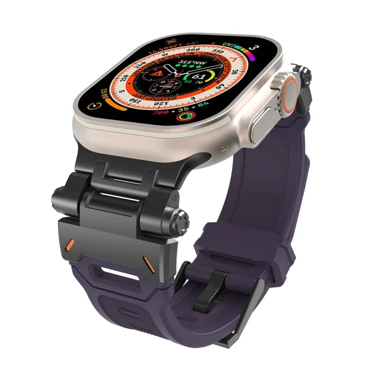 سوار ساعة من TPU مع موصل من الفولاذ المقاوم للصدأ، لسلسلة Apple Watch 8 مقاس 45مم، لسلسلة Apple Watch SE 2022 مقاس 44مم