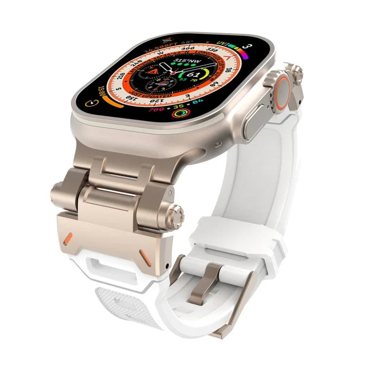سوار ساعة من TPU مع موصل من الفولاذ المقاوم للصدأ، لسلسلة Apple Watch 8 مقاس 45مم، لسلسلة Apple Watch SE 2022 مقاس 44مم