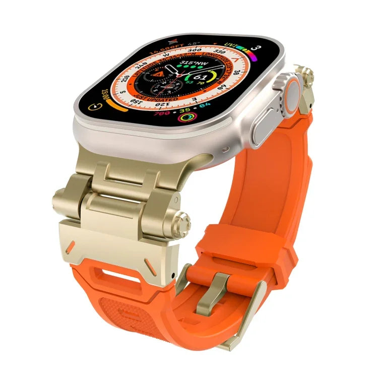 سوار ساعة من TPU مع موصل من الفولاذ المقاوم للصدأ، لسلسلة Apple Watch 7 مقاس 45مم، لسلسلة Apple Watch SE مقاس 44مم