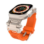 سوار ساعة من TPU مع موصل من الفولاذ المقاوم للصدأ، لسلسلة Apple Watch 7 مقاس 45مم، لسلسلة Apple Watch SE مقاس 44مم