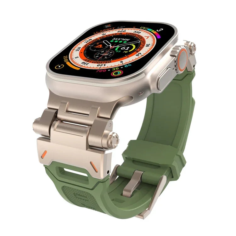 سوار ساعة من TPU مع موصل من الفولاذ المقاوم للصدأ، لسلسلة Apple Watch 7 مقاس 45مم، لسلسلة Apple Watch SE مقاس 44مم
