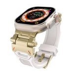 سوار ساعة من TPU مع موصل من الفولاذ المقاوم للصدأ، لسلسلة Apple Watch 4 مقاس 44مم، لسلسلة Apple Watch 3 مقاس 42مم