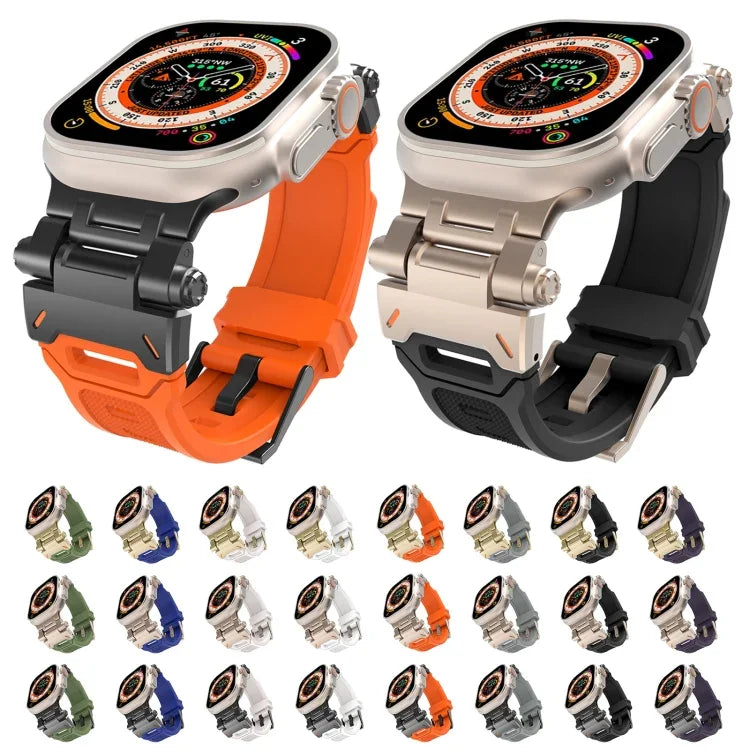 سوار ساعة من TPU مع موصل من الفولاذ المقاوم للصدأ، لسلسلة Apple Watch 6 مقاس 44مم، لسلسلة Apple Watch 5 مقاس 44مم