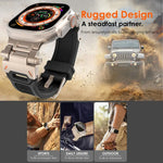 سوار ساعة من TPU مع موصل من الفولاذ المقاوم للصدأ، لسلسلة Apple Watch 4 مقاس 44مم، لسلسلة Apple Watch 3 مقاس 42مم