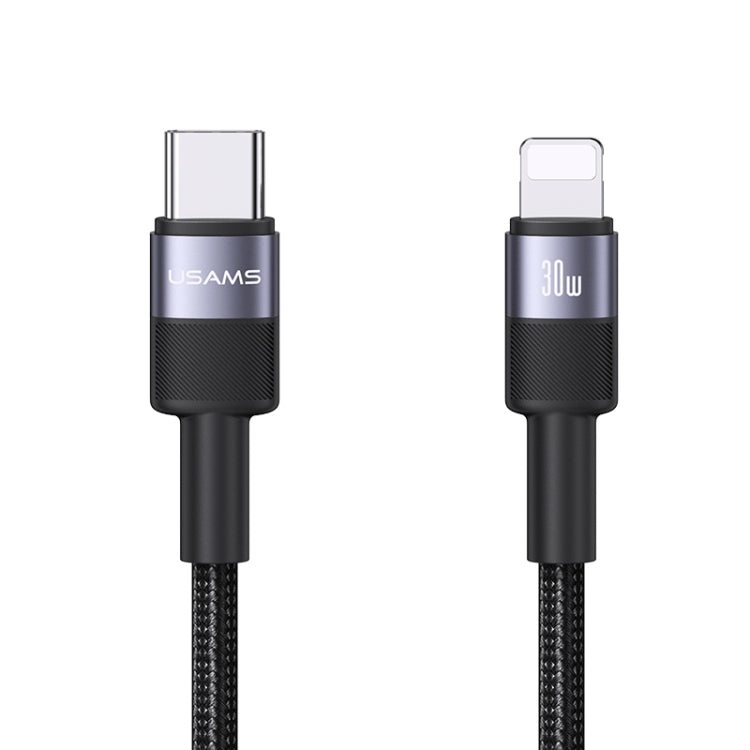 USAMS SJ729 كابل بيانات من سبائك الألمنيوم USB-C/Type-C إلى 8 دبابيس بقوة 30 واط، الطول: 1.2 متر، SJ729