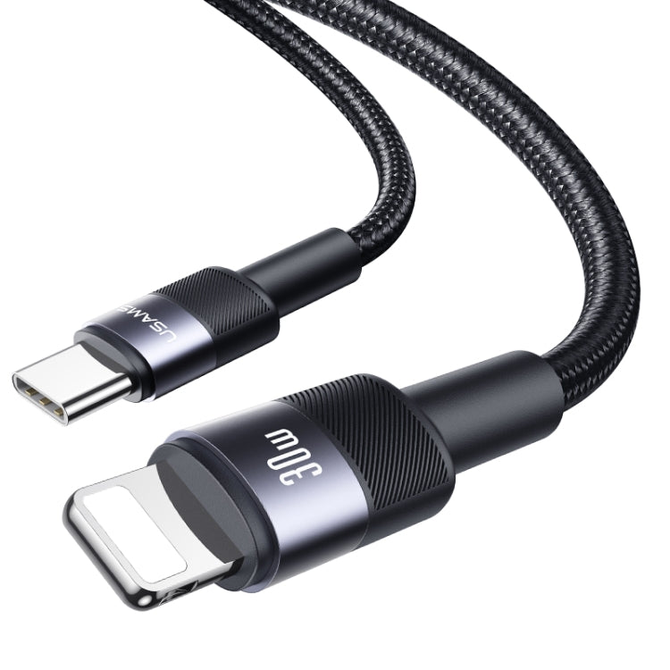 USAMS SJ729 كابل بيانات من سبائك الألمنيوم USB-C/Type-C إلى 8 دبابيس بقوة 30 واط، الطول: 1.2 متر، SJ729