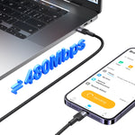 USAMS SJ729 كابل بيانات من سبائك الألمنيوم USB-C/Type-C إلى 8 دبابيس بقوة 30 واط، الطول: 1.2 متر، SJ729