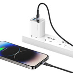 USAMS SJ729 كابل بيانات من سبائك الألمنيوم USB-C/Type-C إلى 8 دبابيس بقوة 30 واط، الطول: 1.2 متر، SJ729