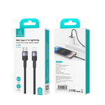 USAMS SJ729 كابل بيانات من سبائك الألمنيوم USB-C/Type-C إلى 8 دبابيس بقوة 30 واط، الطول: 1.2 متر، SJ729