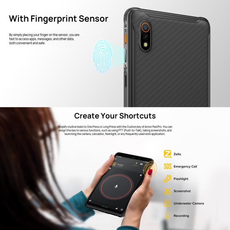 جهاز لوحي متين Ulefone Armor Pad Pro، شاشة 8 بوصة، أندرويد 13، معالج MediaTek MT8788 ثماني النواة، شبكة 4G، قابس الاتحاد الأوروبي، Armor Pad Pro
