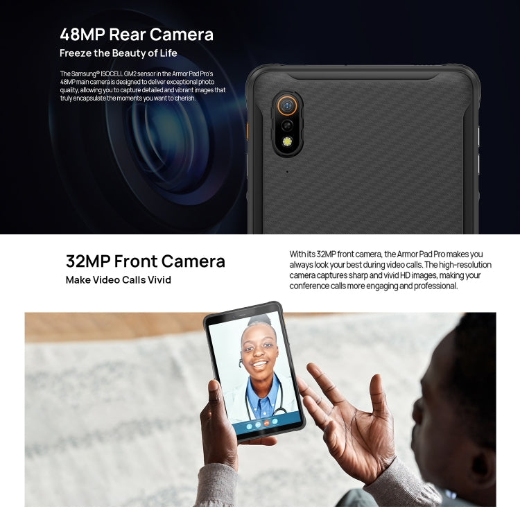 جهاز لوحي متين Ulefone Armor Pad Pro، شاشة 8 بوصة، أندرويد 13، معالج MediaTek MT8788 ثماني النواة، شبكة 4G، قابس الاتحاد الأوروبي، Armor Pad Pro