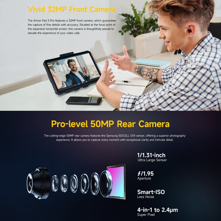 جهاز لوحي متين Ulefone Armor Pad 3 Pro، شاشة 10.36 بوصة، أندرويد 13، معالج MediaTek MT8788 ثماني النواة، شبكة 4G، قابس الاتحاد الأوروبي، Armor Pad 3 Pro