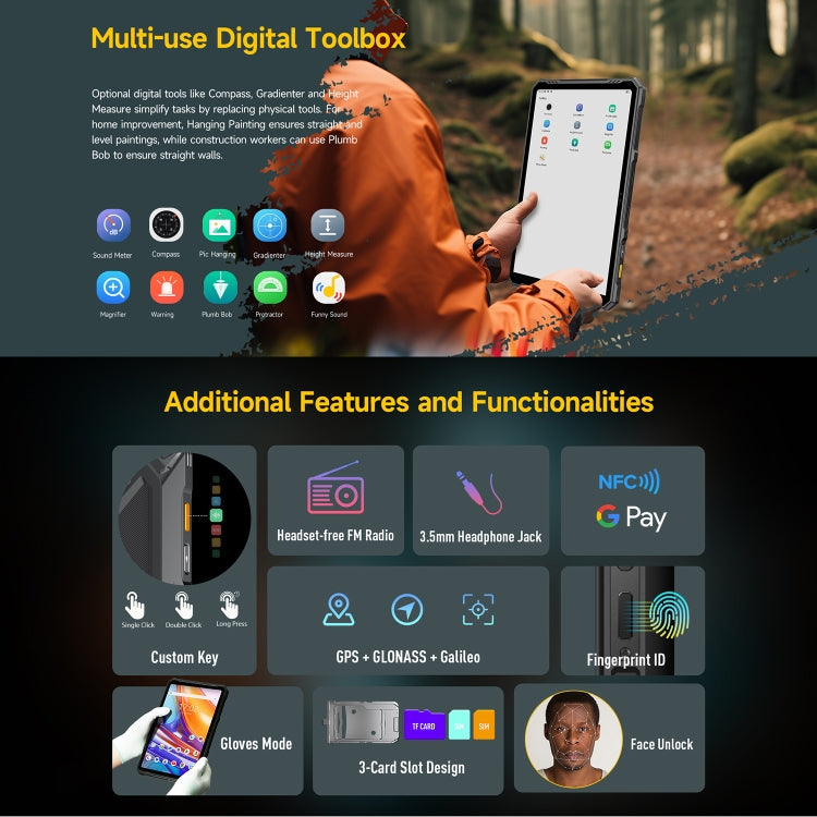جهاز لوحي متين Ulefone Armor Pad 3 Pro، شاشة 10.36 بوصة، أندرويد 13، معالج MediaTek MT8788 ثماني النواة، شبكة 4G، قابس الاتحاد الأوروبي، Armor Pad 3 Pro