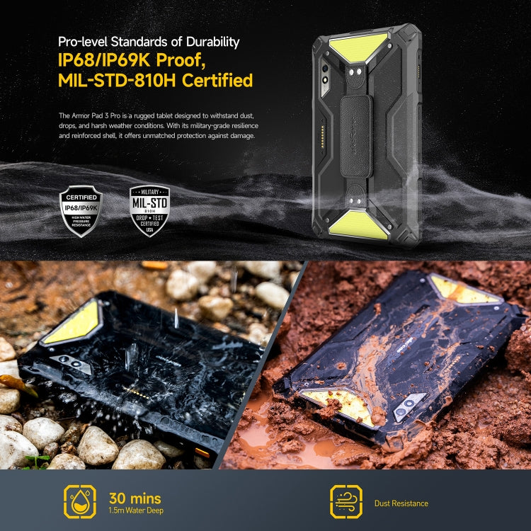 جهاز لوحي متين Ulefone Armor Pad 3 Pro، شاشة 10.36 بوصة، أندرويد 13، معالج MediaTek MT8788 ثماني النواة، شبكة 4G، قابس الاتحاد الأوروبي، Armor Pad 3 Pro
