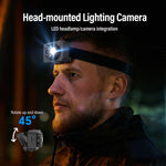 كاميرا إضاءة LED مثبتة على الرأس D8 بدقة 1080P مع مستشعر حركة لتسجيل الفيديو، D8