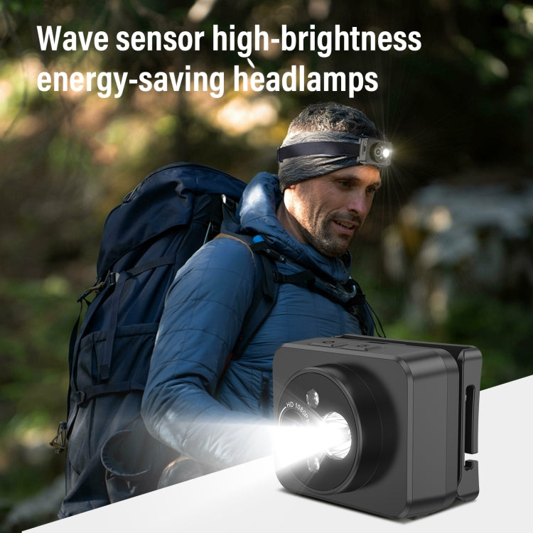 كاميرا إضاءة LED مثبتة على الرأس D8 بدقة 1080P مع مستشعر حركة لتسجيل الفيديو، D8
