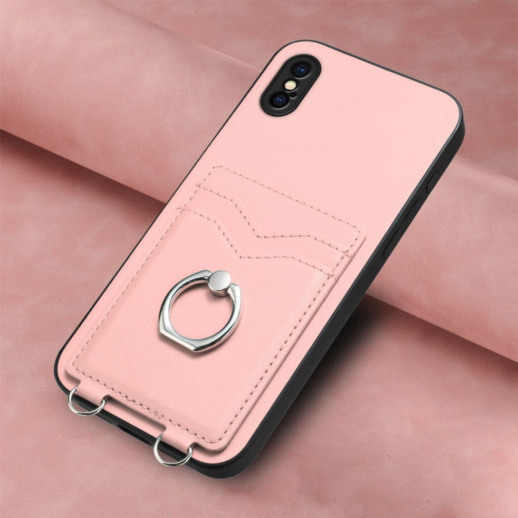 حافظة هاتف مع حامل بطاقة وخاتم R20، لهواتف iPhone XS / X، لهاتف iPhone XR، لهاتف iPhone XS Max، لهواتف iPhone 8 Plus / 7 Plus