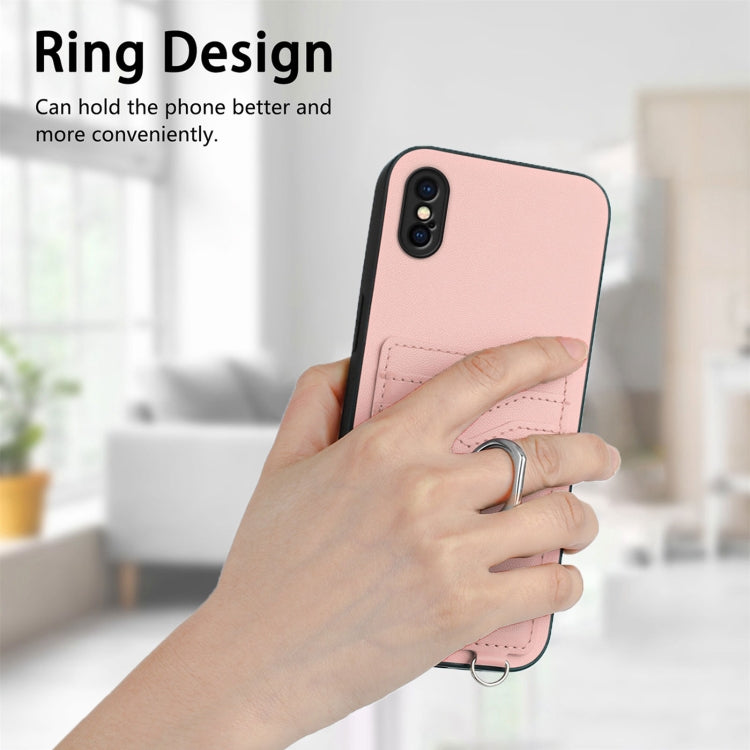حافظة هاتف مع حامل بطاقة وخاتم R20، لهواتف iPhone XS / X، لهاتف iPhone XR، لهاتف iPhone XS Max، لهواتف iPhone 8 Plus / 7 Plus